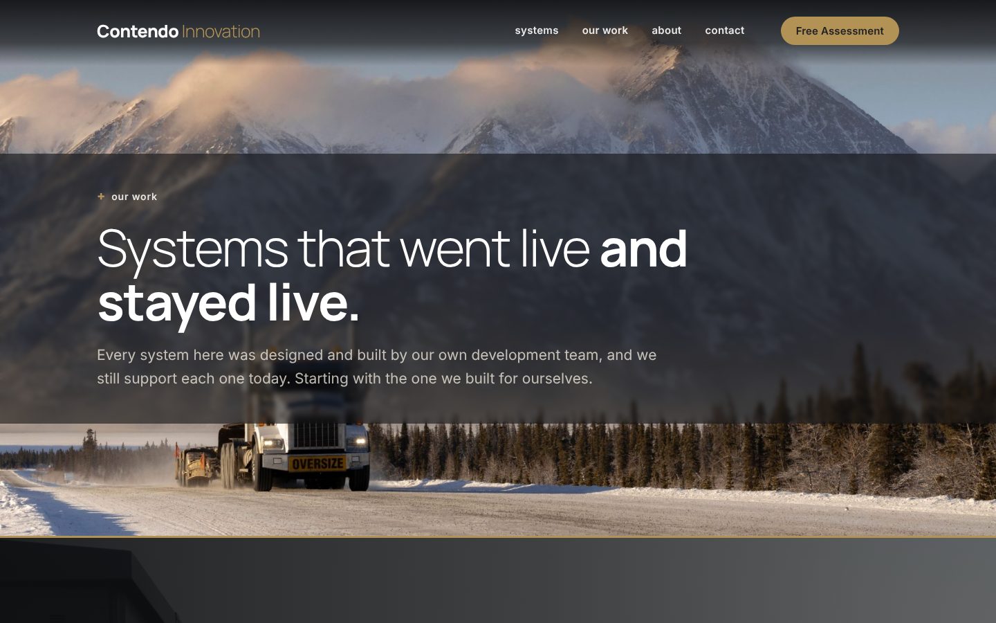 Contendo Innovation Our Work page: systems that went live and stayed live
