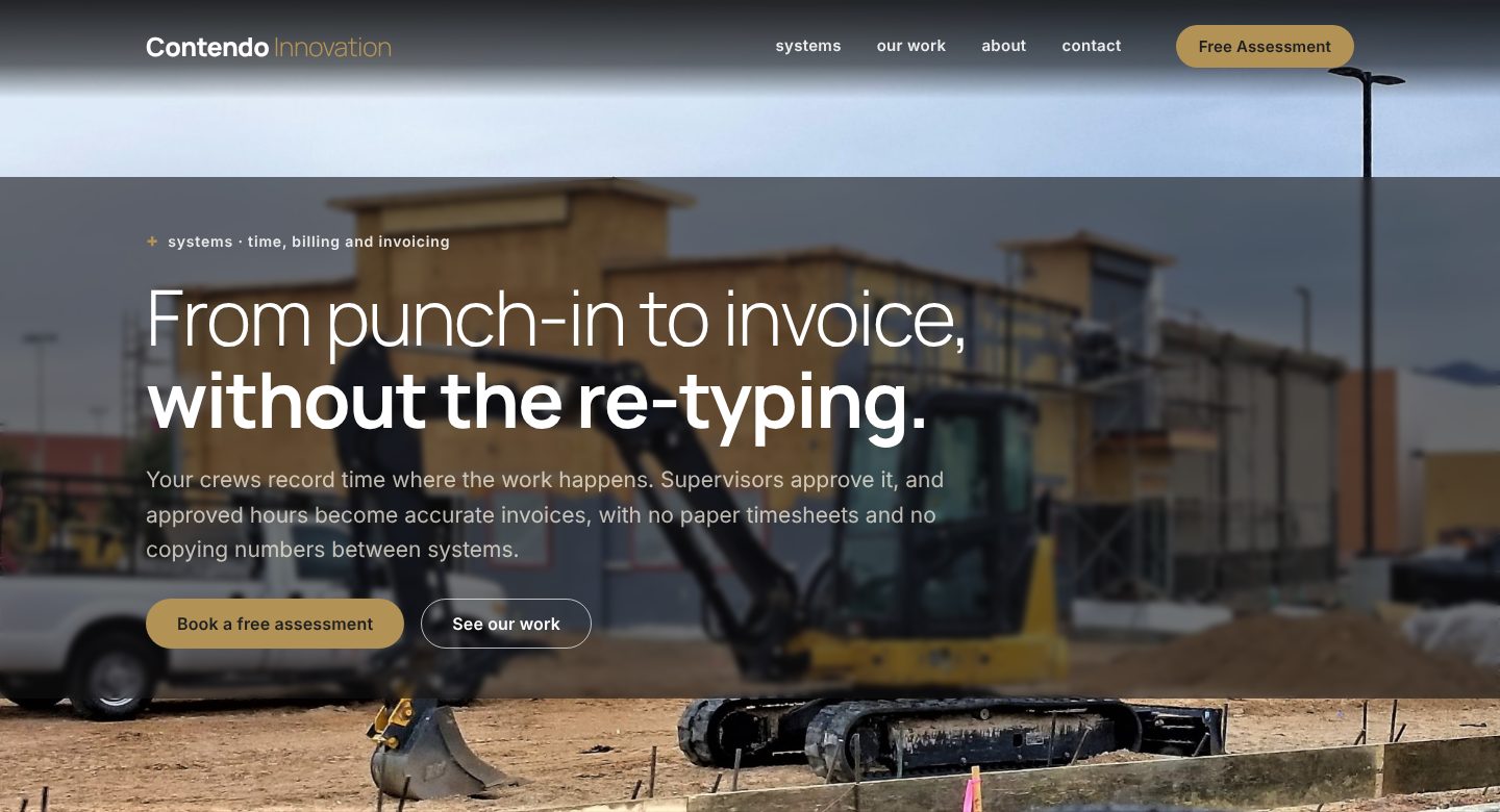 Contendo Innovation time, billing and invoicing systems page